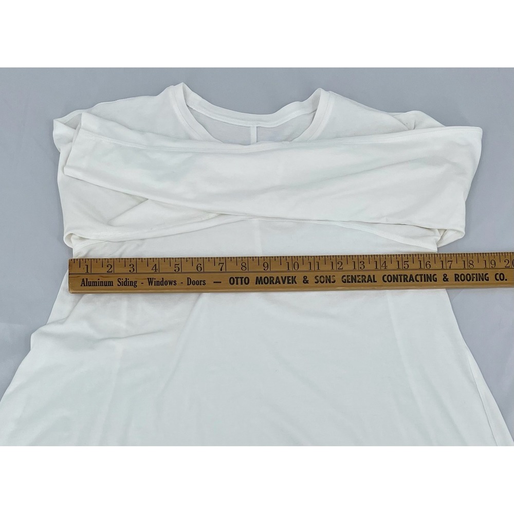 Lululemon Acadia Long Sleeve Shirt Women 4 White Pima Cotton High Low - Picture 10 of 11